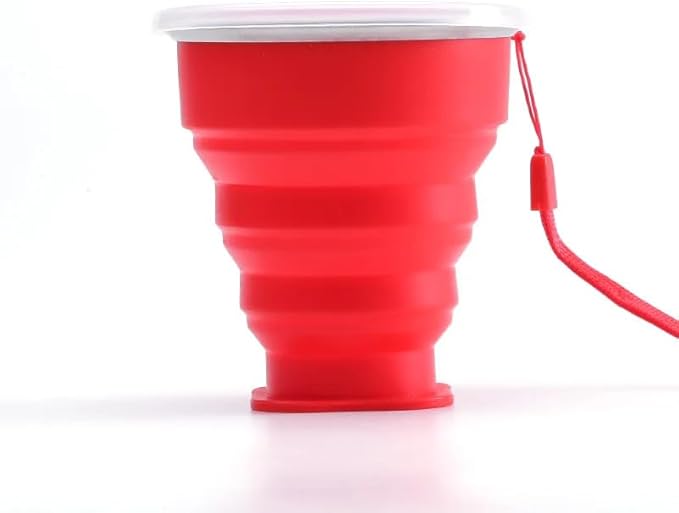 200ml Portable Silicone Folding Water Cup Outdoor Telescopic Collapsible Foldable Mug with Lid for Travel Camping