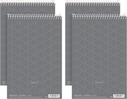 Tops Prism Steno Books, 6" x 9", Gregg Rule, Gray Paper, 80 Sheets, Perforated, (80274) | (Pack of 24)