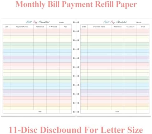 (2-Pack) A4 TUL Bill Payment Checklist Refills - 100 Sheets/200 Pages Letter Size Monthly Budget Forms for 11-Disc Discbound Budget Planners, 8.5" x 11"