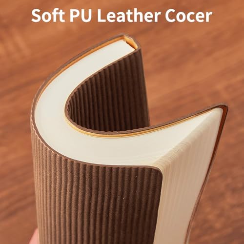 Lined Journal Notebook for Work College Ruled Note Book 5.79"x8.27" A5 PU Leather Daily Journaling 216 Pages for Women Men Writing Home School Supplies Business (Coffee)