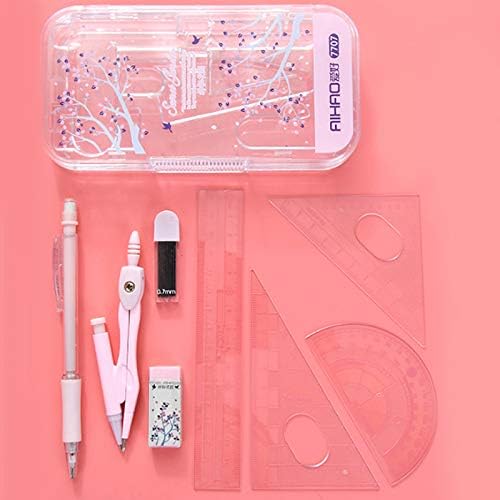 LABANCA 8 Pcs Compass Set with Protractor for Math Geometry Set Drawing Compass, Rulers, Pencil, Eraser