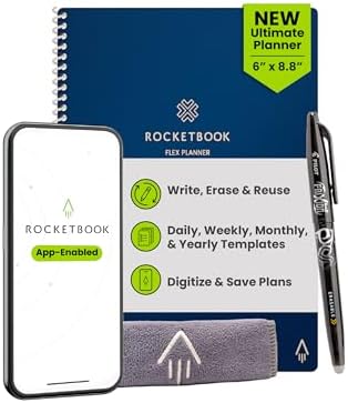 Rocketbook Flex Reusable Planner, Executive Size 6x8.8, Navy Blue