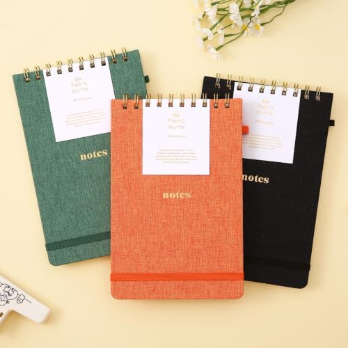 TSFPapier A5 Top Spiral Notebook, Fabric Hardcover College Ruled Journal