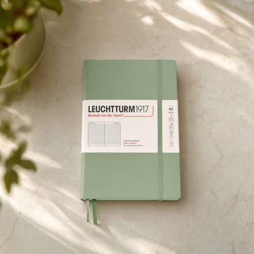 LEUCHTTURM1917 - Notebook Hardcover Medium A5-251 Numbered Pages for Writing and Journaling (Sage, Ruled)