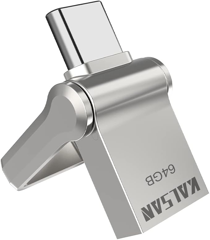 Type C USB Flash Drive 64GB 2 in 1 USB Sticks OTG Type C+ USB 3.0 Dual Drive Waterproof Memory Stick with Keychain Metal-Silver Color