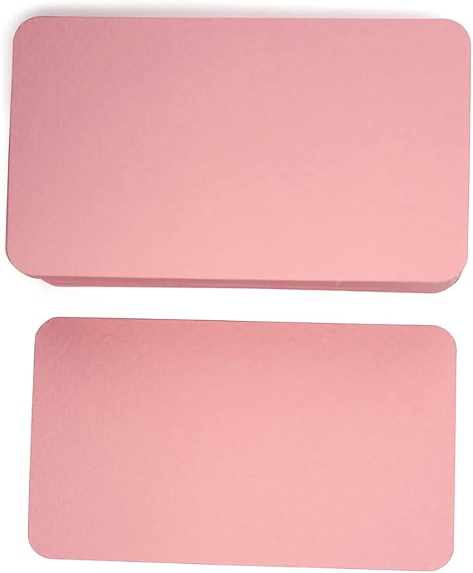 PPAPPAPPIYO 3.5x2 rounded corner index cards180gsm Thick Cardstock, Blank Colored Flash Cards for Study, Notes, Business Cards & Labels, Small Notecards 100 Pack (pink)