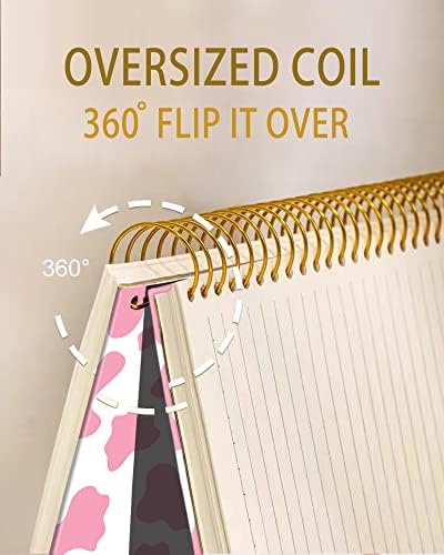 iampanda Spiral Journal Notebook,Cute Strong Twin-Wire Binding with Premium Paper for Girl Women,60 Sheets A5 College Ruled Notebook/Journal,Perfect for School Office Home Gifts,Pink Cow