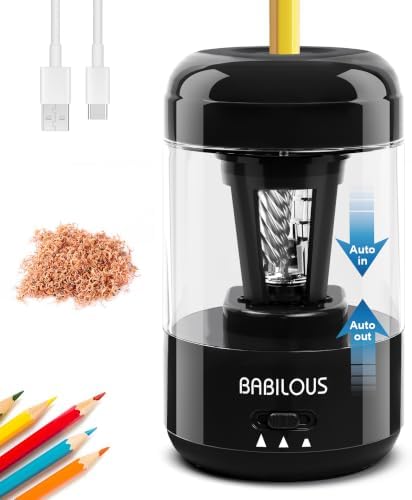 Babilous Rechargeable Electric Pencil Sharpener with Auto Feed & Auto Eject