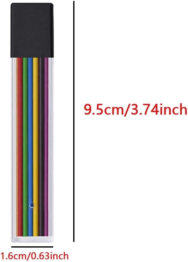 2.0mm Colored Pencil Lead Refills, 72 Pack Assorted Colors Mechanical Pencil Leads, Pre-Sharpened Bold 2mm Lead Refills for Drafting, Sketching, Woodworking, Construction & Art Projects