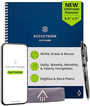 Rocketbook Flex Reusable Planner, Letter Size 8.5x11, Navy Blue