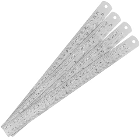 20 Pack 12 Inches Stainless Steel Ruler, Precision Metal Rulers, Straight Edge Ruler for Office, Woodworking, Engineering