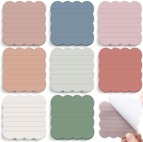 Eaasty 8 Pack Scalloped Sticky Notes Lined 3" X 3" Vintage Memo Pads