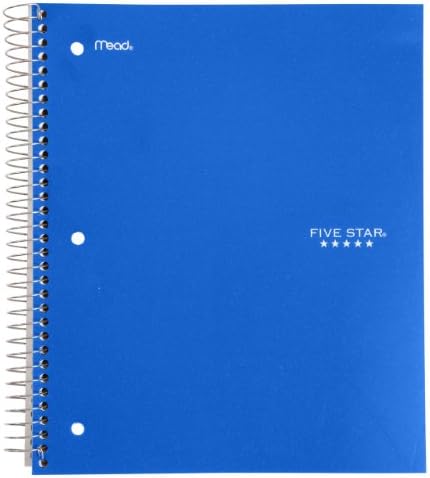 Five Star Spiral Notebook, 3 Subject, College Ruled Paper, 150 Sheets, 10-1/2" x 8" Sheet Size, Royal Blue (72569)