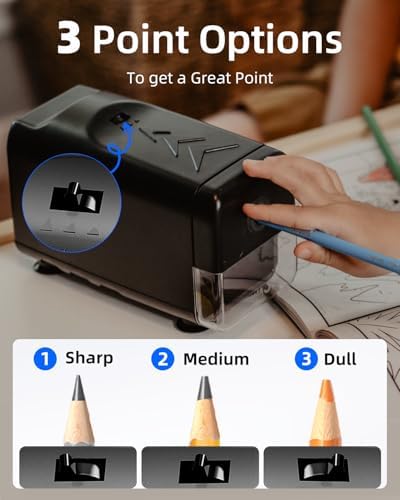ZMOL Heavy Duty Electric Pencil Sharpener, Plug-in, 6.5-8mm, Black