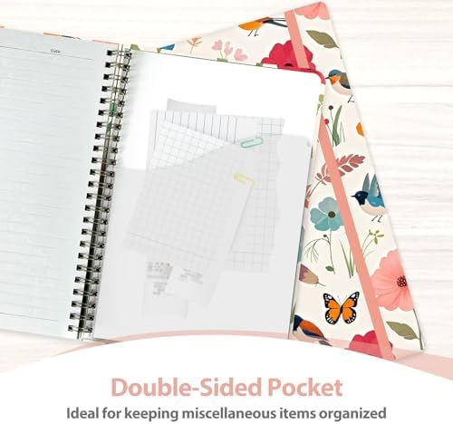 A5 Lined Spiral Journal Notebook, 146 Pages Hardcover Notebook with 100 GSM Thick Paper, Inner Pocket & Elastic Closure, 5.7" x 7.9", Notebooks for Work, School, College, Office, Journaling & Note Taking