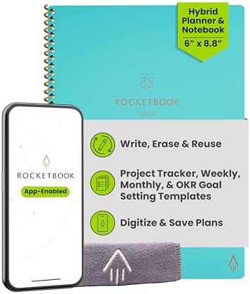 Rocketbook Fusion Hybrid Reusable Planner Notebook, Executive 6x8.8, Teal