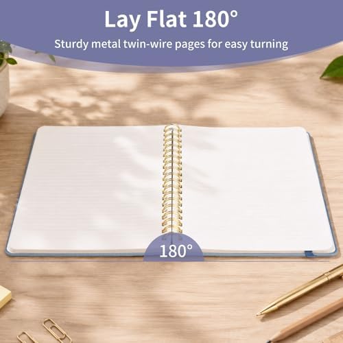 Spiral Notebook - 7.24" x 10" College Ruled Journal with Inner Pockets and 180 Pages, PU Leather Cover Business Journal, Twin-Wire Binding Notebook Perfect for Office & Home School Supplies Violet