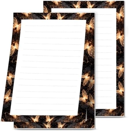 Lined Sticky Notes 4x6 in, 2 Pack Large Cute Notepads with Lines, Bright Post Memo Note Pads Big Rectangular Sticky Notes for Office Gold Butterfly