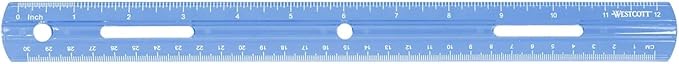 Westcott Plastic Ruler, Standard/Metric, 12" (30 Cm) Long, Assorted Translucent Colors