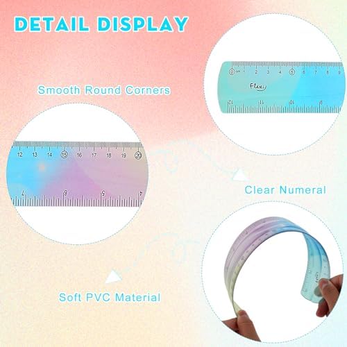 1 Set Flexible Ruler Math Set - Includes Protractor, Triangle Rulers, 12 Inch Straight Ruler, Drafting Geometry Measuring Tool for School, Office, Home Supplies (Gradient Style, Blue)