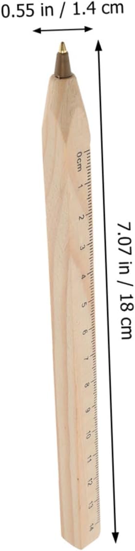 20pcs Wooden Ballpoint Pens with Black Ink, Biodegradable Natural Wood Carpenter Markers with Printed Ruler, Construction and Woodwork Signature Writing Pens for Professional