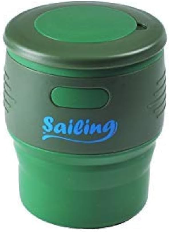 Sailing Collapsible Portable Reusable Silicone 12 fl oz Drinking/Coffee Cup/Mug. 100% food grade silicone. BPA Free (Dark Green)