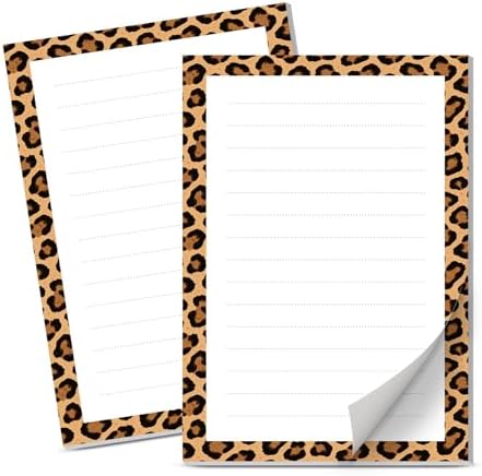Lined Sticky Notes 4x6 in, 2 Pack Large Cute Notepads with Lines Self-Stick Note Pad, Funny Memo Pads Strong Adhesive for Office, Home Luxury Brown Leopard