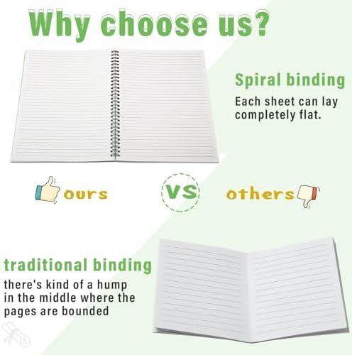 Fuutreo 6 Pack Spiral Notebook 10.5x7.45 Notebook,Green Series,Forest
