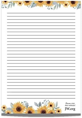 JW Letter Writing A4 Pad Stationery Paper Lined Gift Notepad Writing Sheets (Sunflowers)