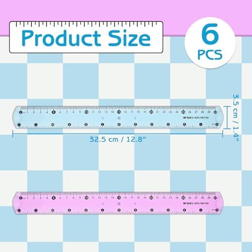M&G 6 Pcs 12 Inch Flexible Rulers, 30 cm Soft Plastic Bendable Rulers, Clear Colored Shatterproof Straight Edge Ruler with Centimeter and Inch for School Office Measuring Tool Supplies