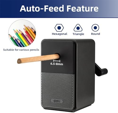 Deli Manual Pencil Sharpener, Black