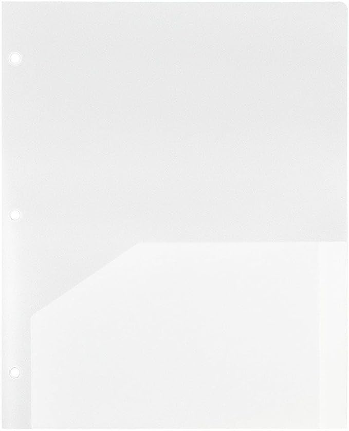 JAM PAPER Heavy Duty Plastic 3 Hole Punch Pocket Folders - Extra Tough School Folders - Clear - 12/Pack