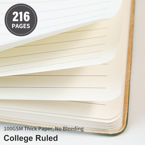 TSFPapier Lined Journal Notebook for Work College Ruled Note Book 5.79"x8.27" A5 PU Leather Daily Journaling 216 Pages for Women Men Writing Home School Supplies Business (Dark Gray)
