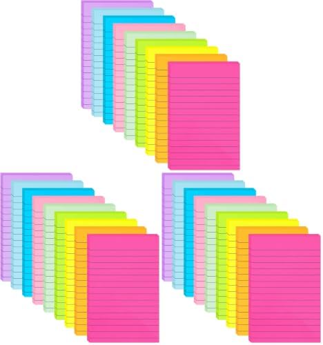 27 Pack Lined Sticky Notes 4x6 in Post Sticky Notes with Lines, 9 Bright Colors Self Sticky Notes Pad Its, Large Ruled Sticky Note for Office, Home, 35 Sheets/Pad