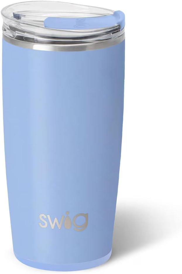 Swig Life 22oz Insulated Tumbler, Travel Coffee Tumbler with Lid, Cup Holder Friendly Travel Coffee Mug, Stainless Steel, 22 oz Tumblers, Reusable Insulated Mug with Lid (Shimmer Periwinkle)