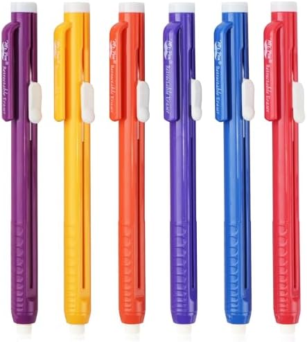 Mr. Pen- Retractable Mechanical Eraser Pens, 6 Pack, Sunset Colors | Latex-Free Precision Pencil Erasers for Artists, Students, Drawing, Sketching & Drafting
