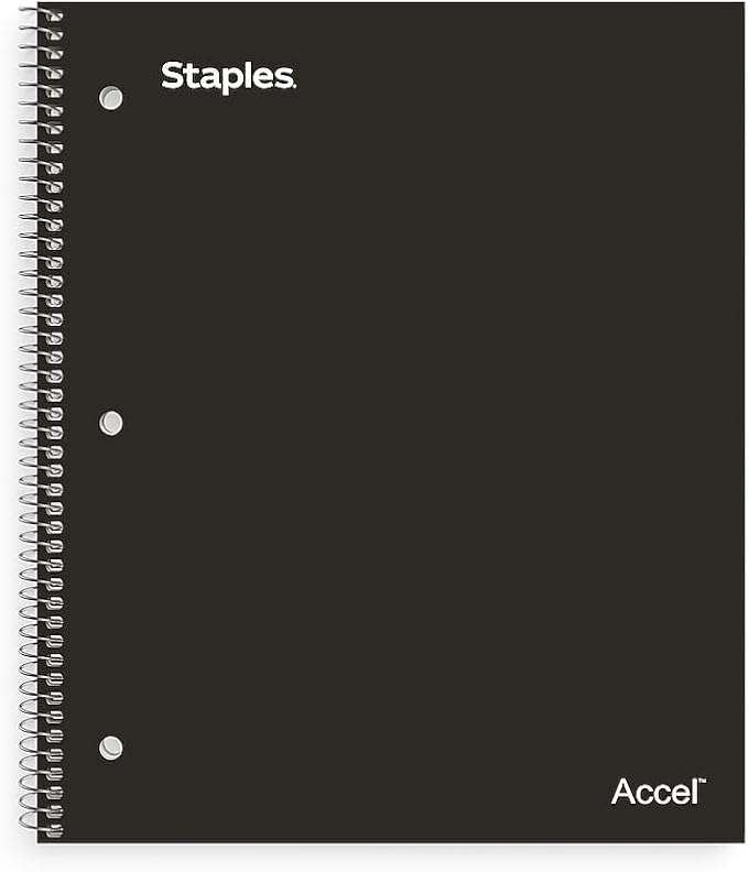 TRU RED 5‑Subject Notebook, 8.5” x 11”, College Ruled, Black