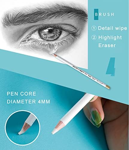 leuapl Eraser Pencils Set for Artists, Wooden Sketch Professional Highlight Painting Eraser Pen for Sketching Charcoal Drawings, Revise Erasing Details for Students Limner, 6PCS