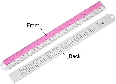 HARFINGTON Straight Ruler 12 Inch Metric English System Aluminum Alloy Ruler with Small Hole Measuring Tool for Children Study Classroom Office, Hot Pink