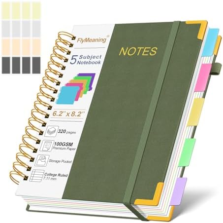 Hardcover Spiral Notebook Journal with Removable Dividers Tabs
