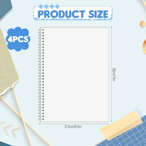 80 Sheets A4 Dot Grid Spiral Notebook with 100GSM Dotted Paper
