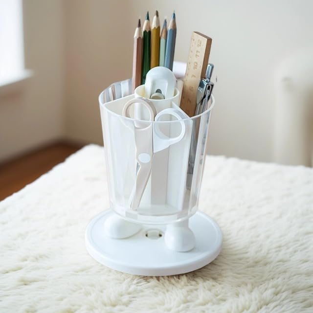INSTOME Rotating Pen Holder,Cute Bow Pen Holder,Office Desk Accessories for Work, School,or Home