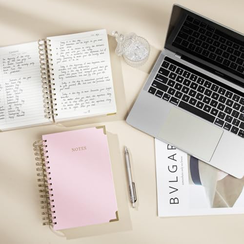 Spiral Notebook Journal, 328 Pages Linen Hardcover College Ruled Notebook, Lined Thick Journals for Women Men, A5 Thick Spiral Journal for Writing, 100GSM Paper, Cute Notebooks for Work School