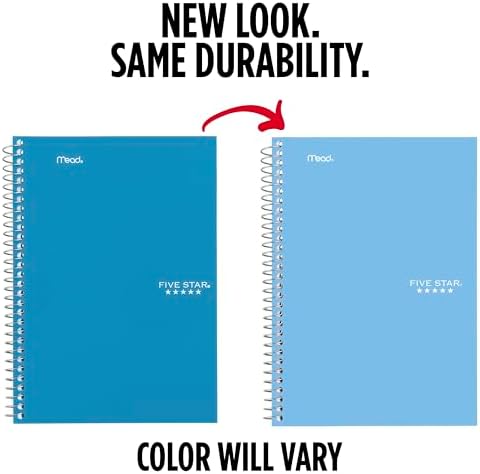 Five Star Spiral Notebook, 2 Subject, College Ruled Paper, 6" x 9.5", 80 Sheets, Blue (840029CG1)