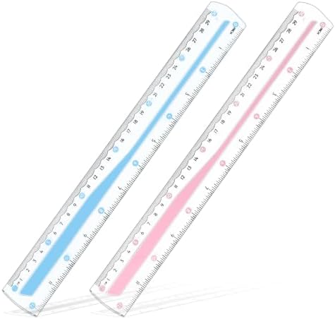 Grevosea 2 PCS Rulers 12 Inch Flexible Ruler Clear Plastic Ruler