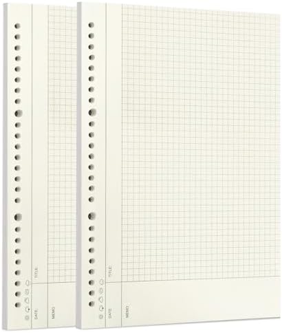 Zelten 2 Pack B5 120 Sheets/240 Pages Connell Blank Loose Leaf Punched Paper Refills Paper for 26 Hole Binder Personal Organizer Diary Notebook Refillable Planner