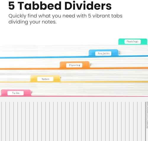 Taja Large Spiral Notebooks for Work 5 Subject with Removable Dividers
