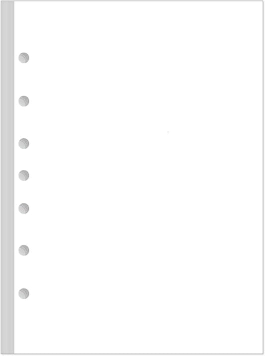 A5 Blank Refill Paper - 100 Sheets/200 Pages Loose Leaf Paper for Filofax Planner, Organizer, Binders, 7-Hole Punched, 100gsm Blank Paper, 5.8" x 8.3 "