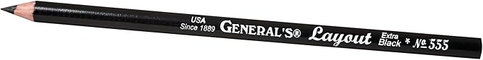 Generals Mini Drawing Kit - Set of 5 Includes 3 Drawing Pencils, Layout Pencil, and Eraser, Black - 525BP