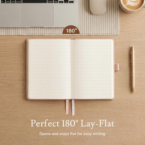 PAGELYST Graph Grid Paper Notebook, 200 Pages,8 Pack Leather Hardcover Notebook, A5 Medium 5.7'' x 8.3'', 100 GSM Thick Paper for Students, Math, Engineering (Assorted Color Set)